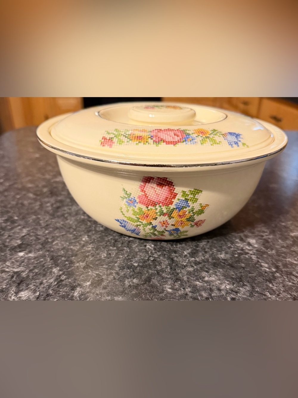Kitchen Kraft Oven Serve Oven Safe Floral Ceramic Serving Bowl w/ Lid KK-311